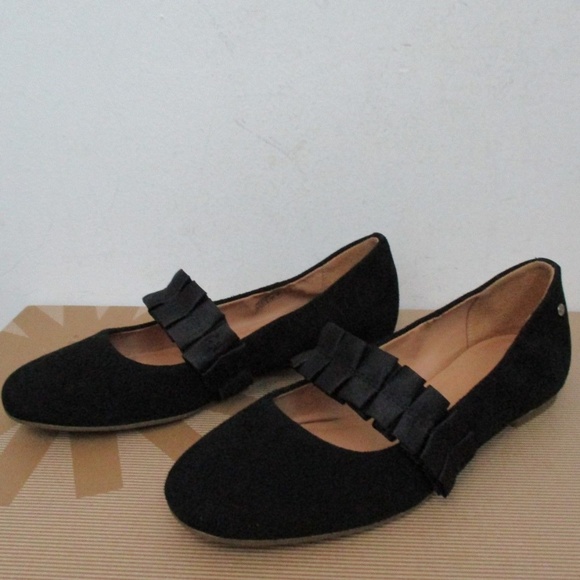 🔥❤️ FINAL SALE!! UGG Thea Ruffle Ballet Flats Black NEW IN BOX * - Picture 3 of 10